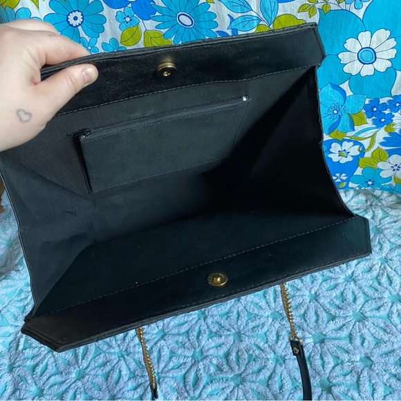 Vintage purse Victorian coffin style purse quilted black leather goth dark - Picture 9 of 14